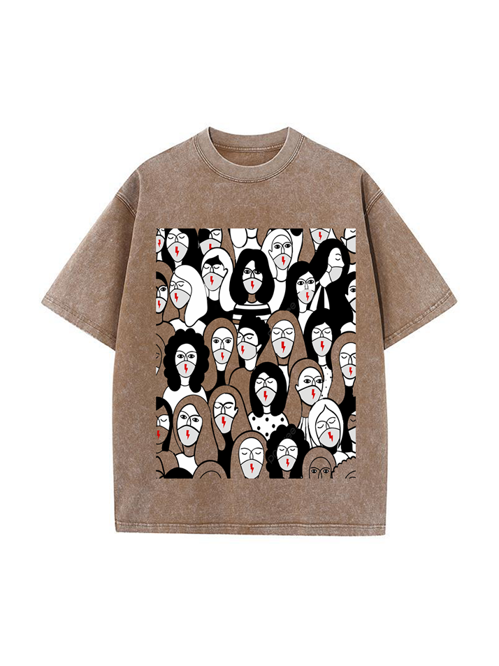 T-shirt femme en coton délavé imprimé Bonne égalité de 230g